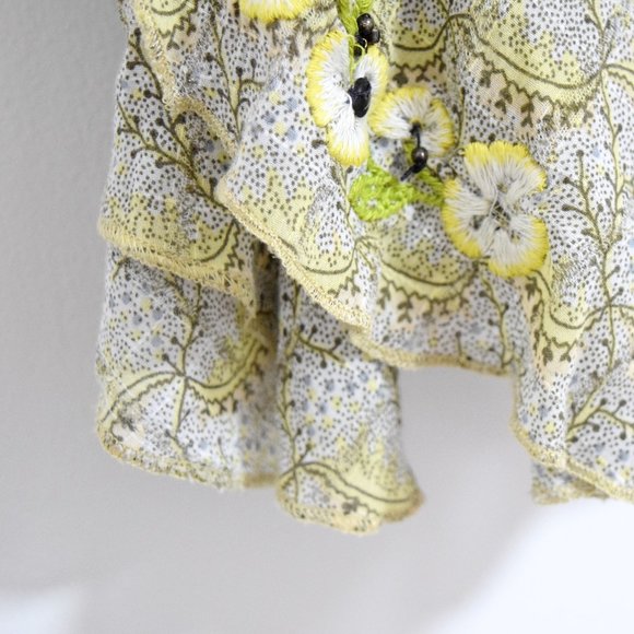 ANTHROPOLOGIE Yellow Embroidered Floral Flowy Woven Tank Top | Size S - Picture 8 of 9